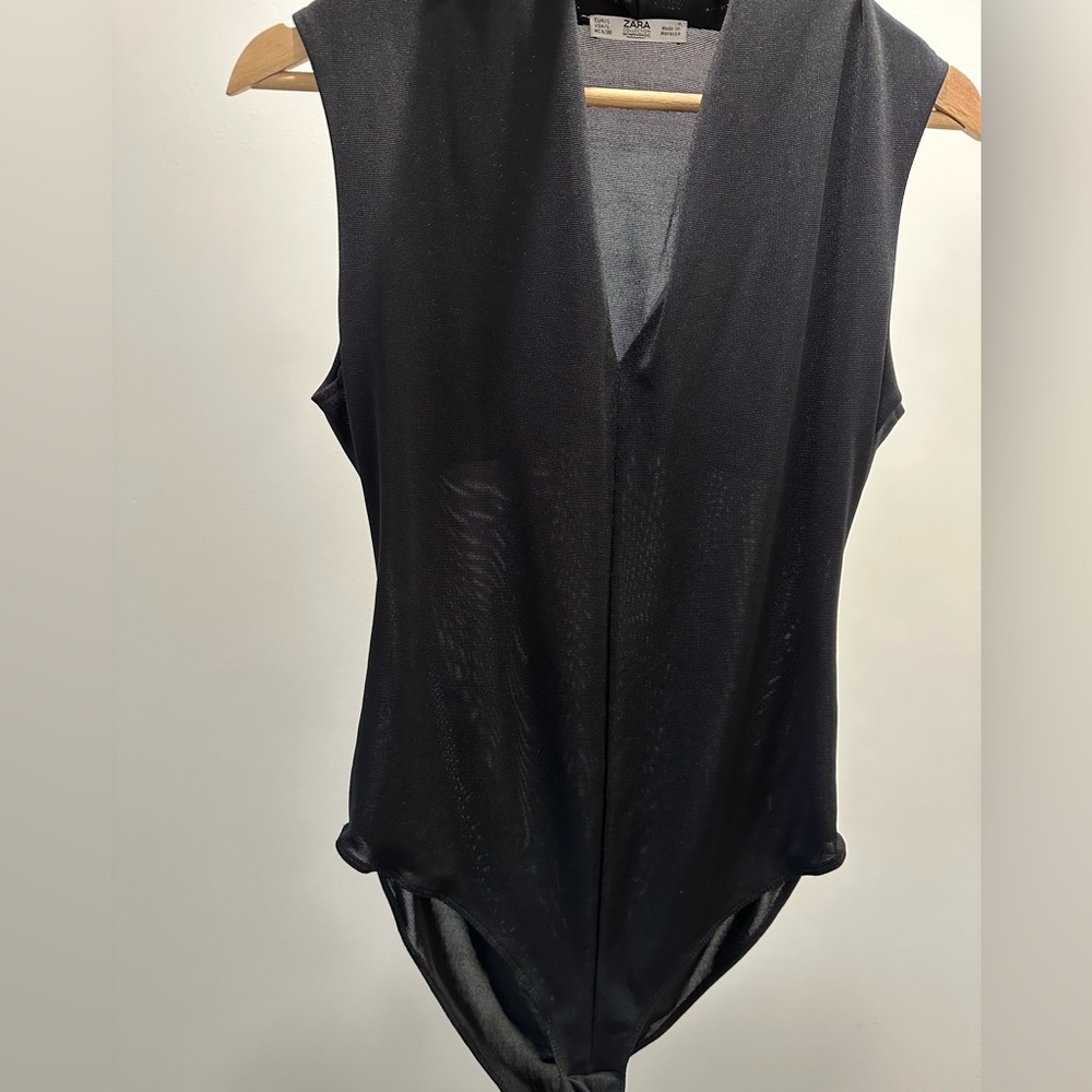 ZARA Plunge neck Mesh Bodysuit